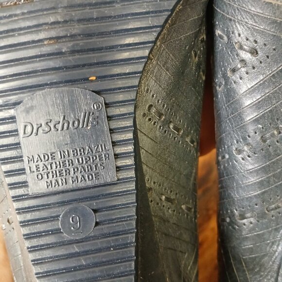 UGC Vintage Dr. Scholl's Leather slides flats navy blue size 9 - Picture 8 of 8